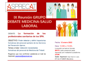 2022-01-12 Convocatòria Reunió GRUP DEBAT MEDICINA – SALUT LABORAL ASPRECAT